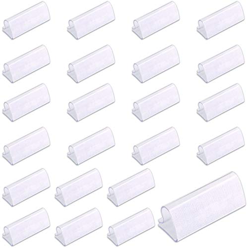 Keadic 30Pcs Clear Table Skirting Clips Tablecloth Clips with Vercro for Table 3/4 - 1 Inch with Hook and Loop for Wedding Home Meeting Party Pic