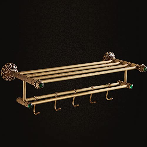 HIGOH Towel Racks,Bathroom Towel Rack Wall Mounted Towel Holder,All-Copper European Antique Bath Towel Rack,Bathroom Rack,Retro Bathroom Wall-Mou
