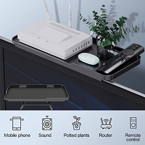 Jiakalamo 2Pcs TV Top Shelf Screen Shelf Adjustable Monitor Top Shelf TV Top Storage Bracket Media Shelf TV Shelf for Media Box, Game Console,Rou