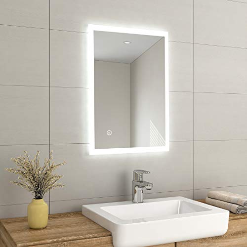 EMKE 500 x 700 mm Illuminated LED Bathroom Mirror LED Mirrors Light with Touch Control Switch + Demister