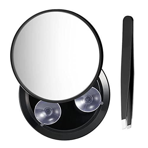 wlertcop Magnifying Mirror 10x Travel Magnifying Mirror Compact Mirror with Tweezer Cosmetic Mirror Magnified Makeup Mirror tweezer magnifying mi