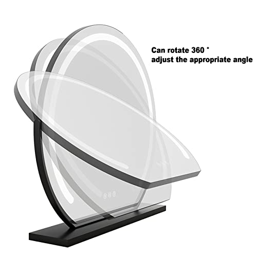 Led Semicircular wall mirror,bathroom mirror with lights, Touch Switch,5mm HD silver mirror,3 Colors Dimmable Brightness, Energy -saving,Can rota