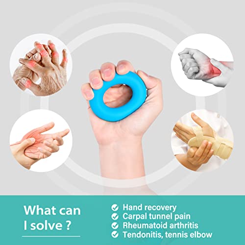 Grip Strengthener, 6 Pcs Hand Grips Strengthener Finger Strengthener, Silicone Hand Strengthener Grip Trainer Forearm Strengthener for Stress Rel