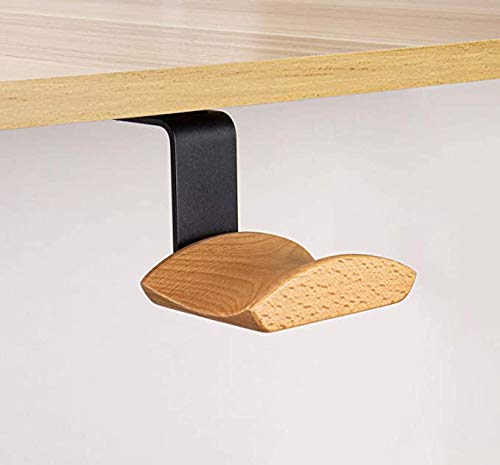 Headphone Hanger Holder Wall Mount,Headset Stand Hook Under Desk Beech Wood Earphones Hanger for Audio,Studio and PC Gaming Headphones(Beech-Z)