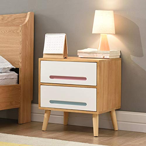 maozi Bedside Table Bedroom Furniture Solid Wood Bedside Table, Side Table Double Drawer Design Bedside Table