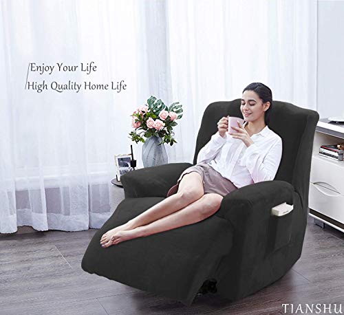 TIANSHU Fleece Recliner Covers,Velvet Plush Recliner Chair Slipcovers Modern Velvet Plush Recliner Slipcover Furniture Protector Cover Sofa Slipc