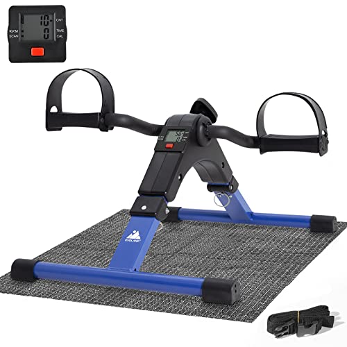 EVOLAND Pedal Exerciser Bike, Portable Home Fitness Mini Exercise Bike, Arm Leg Folding Exerciser Fitness Cycling with LCD Monitor and Adjustable