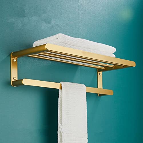 HIGOH Towel Racks,Bathroom Towel Rack Wall Mounted Towel Holder,Bath Hardware,Brushed Aluminum Towel Rack Towel Bar Corner Shelf,Nail Punched