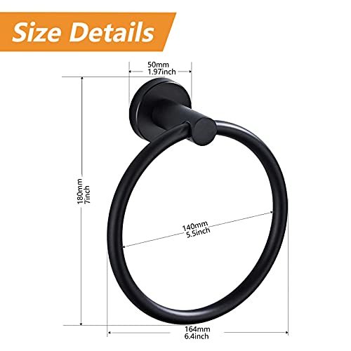 Morobor Rust-Proof Towel Ring, Dishcloth Holder for Bathroom and Kitchen, Stainless Steel Constructed Heavy Duty Bathroom Accessories, Matte Blac