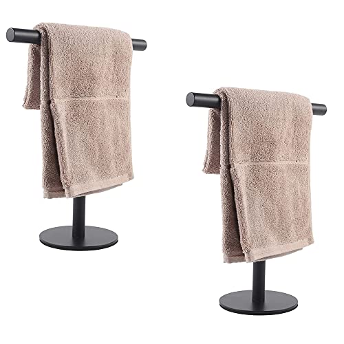 Bath Hand Towel Holder Standing, T-Shape Towel Bar Rack Stand, SUS304 Stainless Steel Brushed Finish,Tower Bar for Bathroom Kitchen Vanity Counte