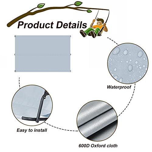 Patio Swing Cushion Cover Replacement, 600D Oxford Fabric Waterproof Outdoor Swing Seat Cover Dust-proof Protective Covers for Yard, Balcony, Gar