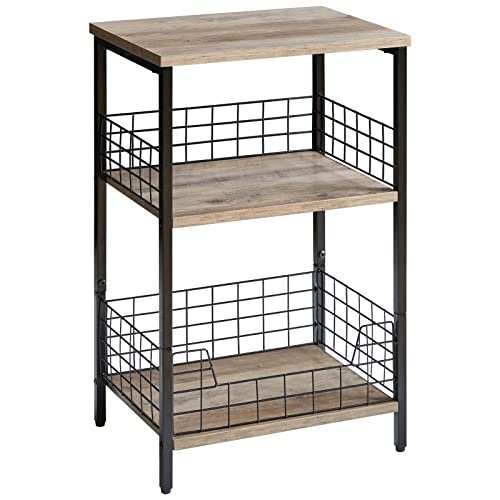 YMYNY 3 Tier End Table with Storage Rack, Side Table Small Nightstand, Coffee Table, Industrial Style, Small Table in Living Room and Bedroom, 40