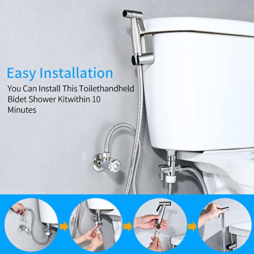 Jeonestan Handheld Bidet Sprayer for Toilet,Stainless Steel Bidet Toilet Attachment,Toilet Bathroom Douche,Cleaning Shower Head with Wall Bracket