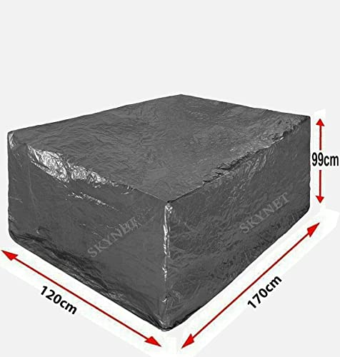 Cathys Candy Cart Strong Durable Heavy Duty Rectangular Garden Outdoor Furniture Cover. 170cm x 120cm x 99cm. Suitable for 6 - 8 seater., Grey