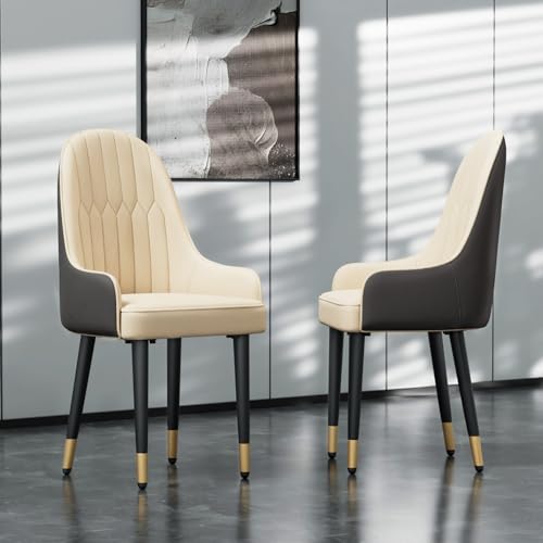 FATIVO Leather Dining Chairs Set of 2 : Faux Leather Upholstered Dining Chairs Elegant and Stylish Ergonomics Thick Seat High Back Large Chair fo