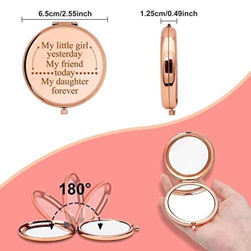 Daughter Gifts Compact Pocket Makeup Mirror Graduation Birthday Gifts for Daughter from Dad Mom Daughter Wedding Gifts Round Rose Gold Makeup Mir