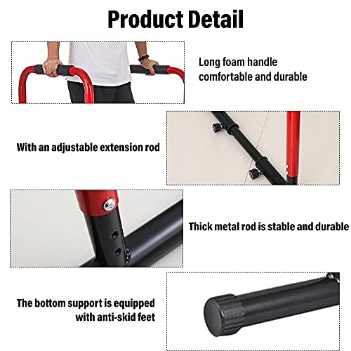 Power Tower Dip Station, Multi-Functional Pull Up Bar with Adjustable Length, Heavy Duty Strength Training Fitness Equipment Max Load 440lbs