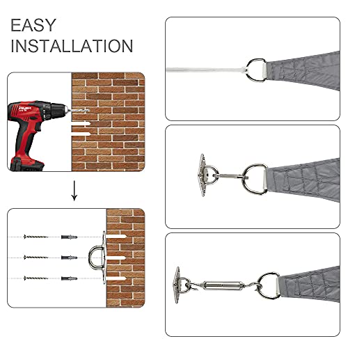 Sun Shade Sail Fixing Kit, Heavy Duty Sun Shade Sail Hardware Kit for Rectangle Square Triangle Sun Shade Sails,Canopy Awning Installation Attach