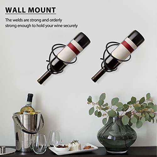 Tiamu 6 Pack Wall Mounted Iron Wine Holder Racks, Spiral Wine Display Holder with Screws, Metal Beverages Liquor Bottle Rack for Kitchen, Dining