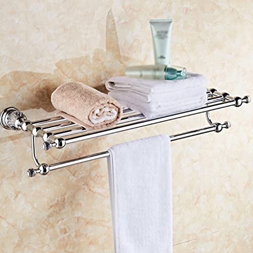 HIGOH Towel Racks, Bathroom Towel Rack Wall Mounted Towel Holder,European Style Towel Rack,Crystal Hardware Bath Towel Holder,Bathroom Solid Punc