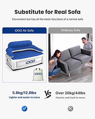 iDOO Inflatable Sofa with Backrest, Inflatable Chair Camping with Built-in Pump, Portable 3 Seaters Blow Up Sofa for Outdoor Party, Inflatable Ai
