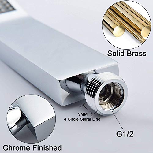 S R SUNRISE SRSH-011 Brass Handheld, L-Style High Pressure, Luxury Hand Shower Head,Silvery-White, Chrome Finish, Small