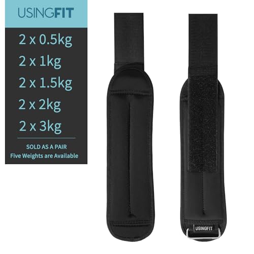 USINGFIT Ankle Weights Set for Men Wrist Weights for Women 2 * 0.5Kg / 2 * 1Kg / 2 * 1.5Kg / 2 * 2Kg Hand Leg Weight for Kids Sandbags Gym Fitnes