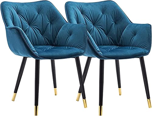 Kitchen Dining Room Furniture Chairs Set Of 2 Velvet Dining Chair Modern Lounge Side Chair Kitchen Living Room Bedroom Armchair (Color : Blue, Si