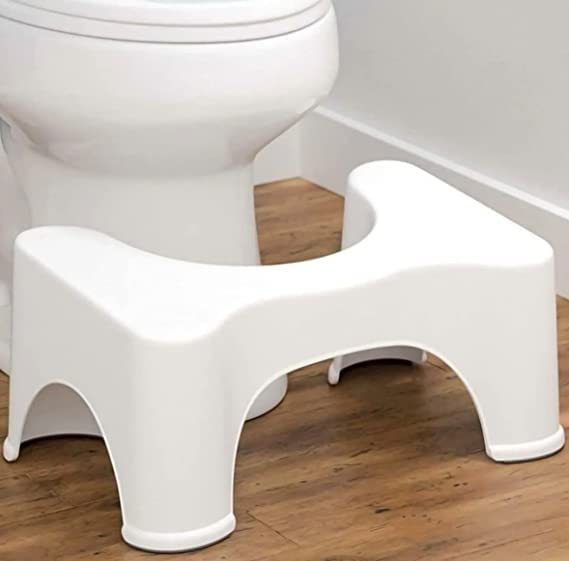 JAMTECH Heavy Duty Plastic Portable Potty Toilet Stool for Adults 7" Squatting Poop Foot Stool with Freshener Space, Bathroom Non-Slip Toilet Ass