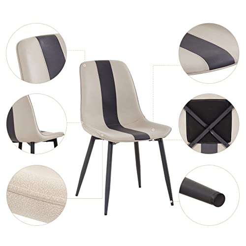 Meerveil Dining Chairs Set of 2, Fabric Upholstered Seat with Metal Legs, Modern Stitching Design for Dining Room Living Room Reception Office, W