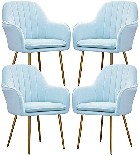 Modern Kitchen Dining Room Chairs Velvet Dining Chairs Set Of 4,Sturdy Metal Feet with Armrests and Backrest Kitchen Living Room Chairs (Color :