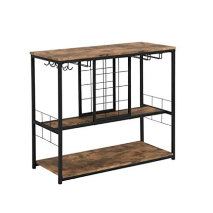 DSHGDJF Industrial Wine Rack Table With Glass Stand Wine Cabinet With Storage Shelves