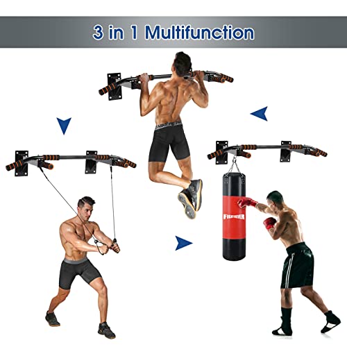 Pull Up Bar Wall Mounted, Heavy Duty Chin Up Bar for Doorway Multifunction Upper Body Workout Bar with 6 Foam Padded Hand Grips, for Exercise Bar