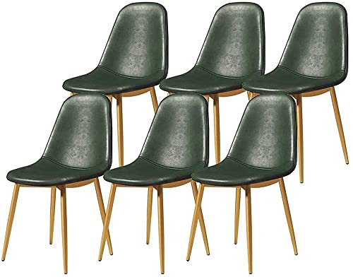 dining chair Retro Lounge Kitchen Chairs Set Of 6 Metal Legs PU Leather Seat for Office Lounge Bars Living Rooms Leisure Areas Cafes (Color : Bla