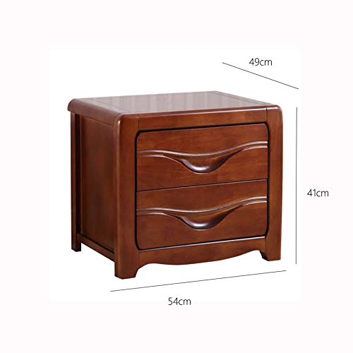 JYDQM European Style Retro Solid Wood Bedroom Bedside Table, Double Drawer Design Bedside Table
