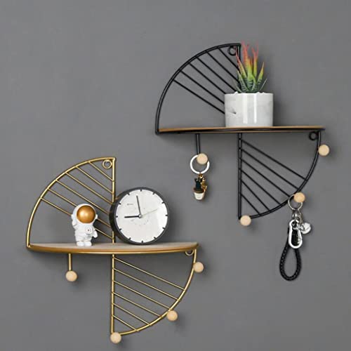 N/A Metal Wire and Wood Floating Wall-Mounted Coat Hook Rack Hanger Holder European Style Keychain Hook Wall Hanger (Color : D, Size : 30 * 15 *