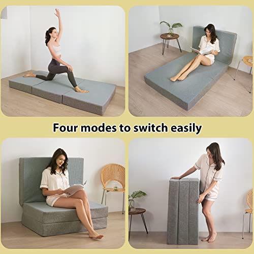 MAXYOYO Folding Mattress, Tri Fold Floor Mattress 15cm Gel Memory Foam with Washable Cover,Foldable in Three,Space-Saving for Guest (135x190x15cm