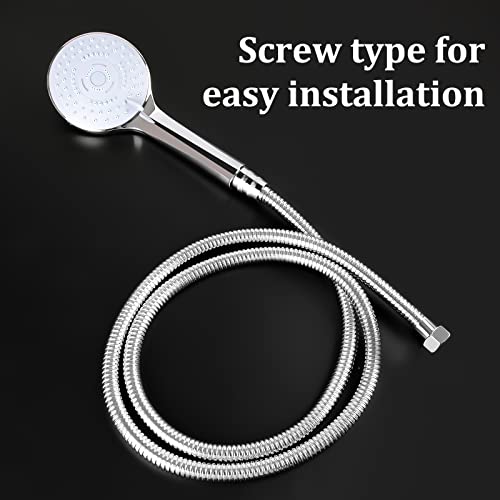 Shower Head with Hose Set, Universal Stainless Steel Shower Hose and Head 2m, Replacement Metal Shower Pipe Cable, High Pressure Shower Head with