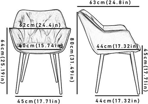 Kitchen Dining Room Furniture Chairs Set Of 2 Velvet Dining Chair Modern Lounge Side Chair Kitchen Living Room Bedroom Armchair (Color : Blue, Si