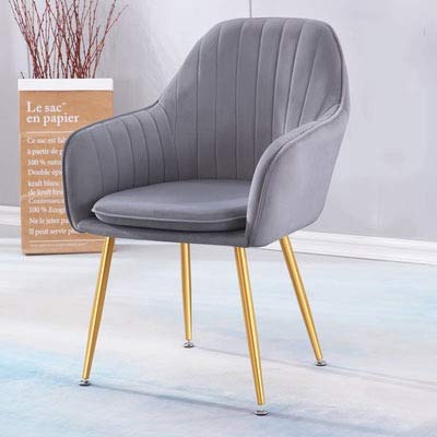 Modern Kitchen Dining Room Chairs Living Room Kitchen Velvet Dining Chairs With Arms Rest Back Support Golden Metal Legs (Color : Dark grey)
