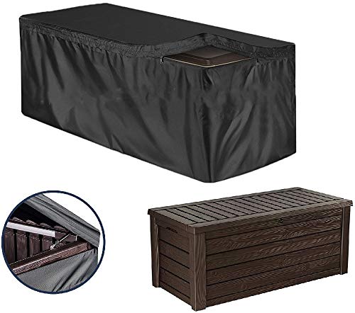 ELR Patio Deck Box Cover, 210D Waterproof Deck Box Defender Cover Dustproof Outdoor Storage Deck Boxes Covers for All-Season (L: 62.2x29.92x27.95