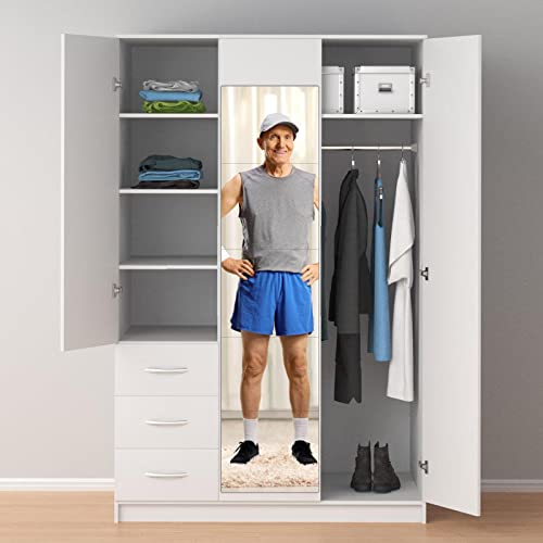 Fowecelt Acrylic Mirror Tiles Stick - 4pcs Mirror Full Length for Walls, Stick on Mirrors for Wardrobe Doors, Self Adhesive Mirror for Home Gym,