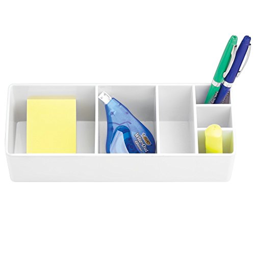 iDesign 42731 Medicine Storage Box for Bathroom and Medicine Cabinet, Small Plastic Bathroom Storage with 6 Compartments, Practical Make Up Organ