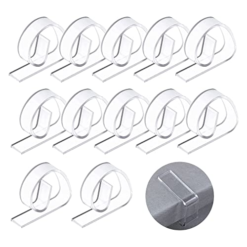 NITAIUN 15 Piece Clear Plastic Table Cloth Clips Adjustable Plastic Cover Clamps Clips Clear Tablecloth Clips Table Cover Skirt Holders for Thick