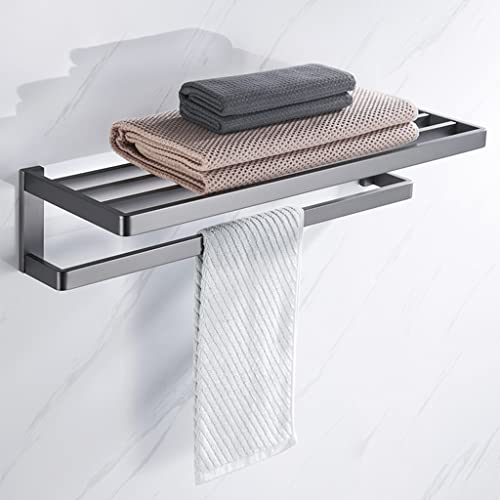 HIGOH Towel Racks,Bathroom Towel Rack Wall Mounted Towel Holder,High-End Towel Rack,Light Brushed Stainless Steel Simple Bath Towel Shelf Wall Mo