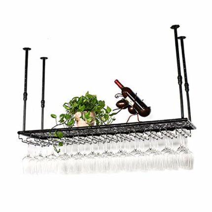 Stylish Simplicity Wine Bottle Holder Vintage Iron Inverted High Glass Rack Bar Floating Rack Adjustable Height Kitchen Cutlery Bottle Holder Win