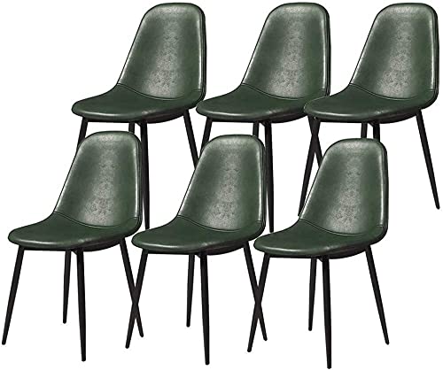 dining chair Retro Lounge Kitchen Chairs Set Of 6 Metal Legs PU Leather Seat for Office Lounge Bars Living Rooms Leisure Areas Cafes (Color : Bla