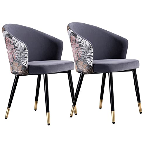 Kitchen Dining Room Furniture Chairs Velvet Dining Chair Set Of 2 Retro Kitchen Dining Room Chairs with Metal Legs Velvet Seat and Embroidery Bac