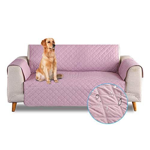 PETCUTE Sofa cover waterproof sofa slipcovers Anti Slip armchair covers Quilted Couch Slipcover Sofa Protector for dog pets Pink 2 Seater