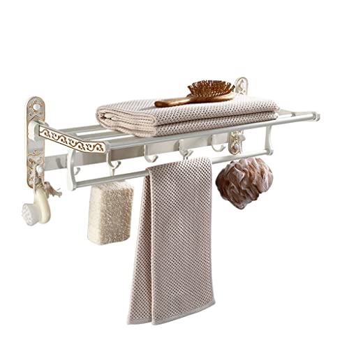 HIGOH Towel Racks, Bathroom Towel Rack Wall Mounted Towel Holder,Carved Folding Bath Towel Rack,Space Aluminum European Towel Bar,European Bathro